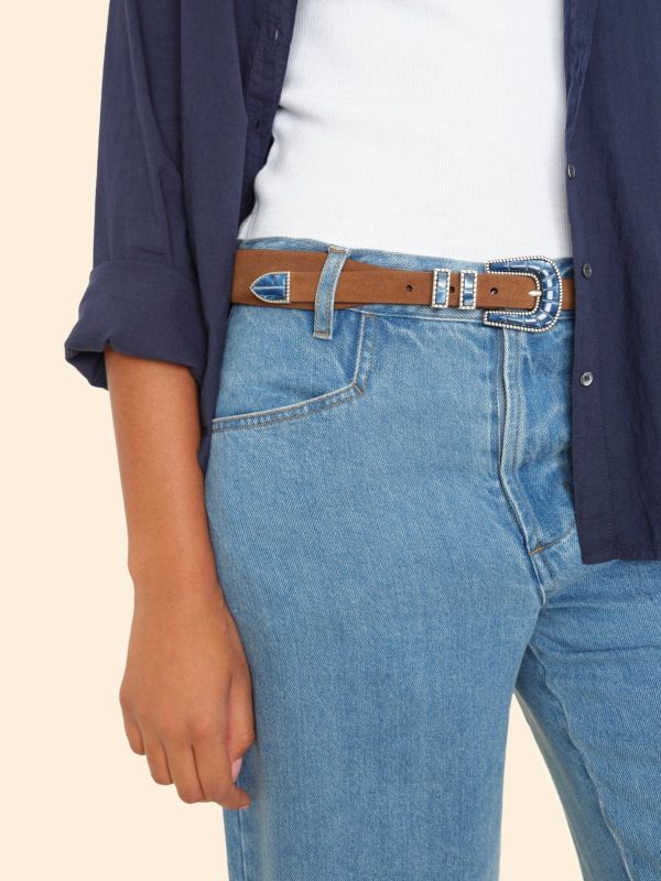 Silver Ostrich Brown Suede Blue Ocean Belt - Image 2