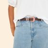 Silver Ostrich Brown Vintage Pink Coral Belt - Image 2