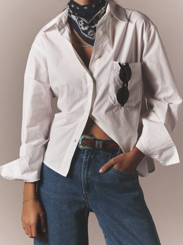 Silver Ostrich x Xirena Terra Suede Turquoise Oyster Shell Belt - Image 2