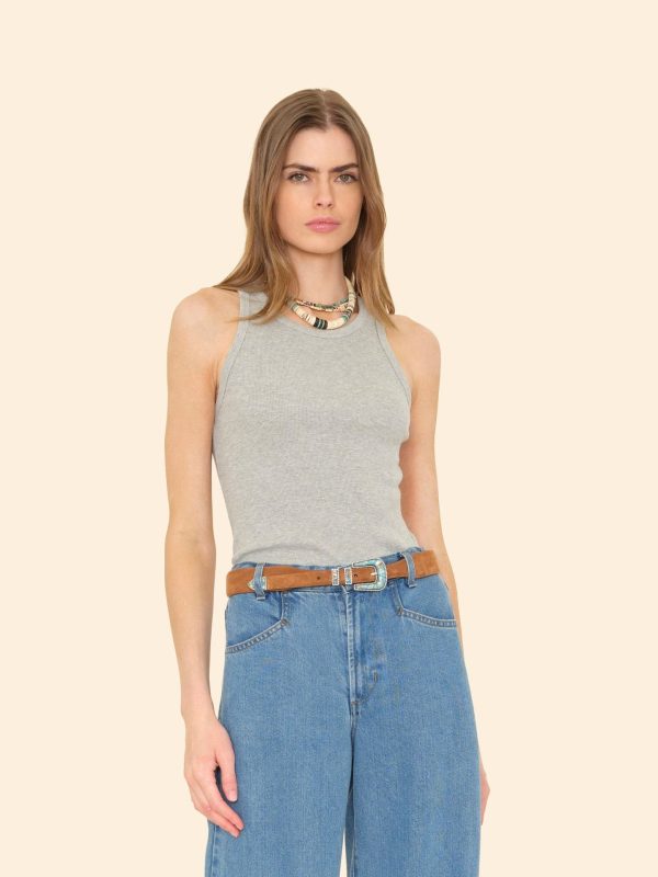 Heather Grey Arynn Fine Rib Tank Top - Image 3